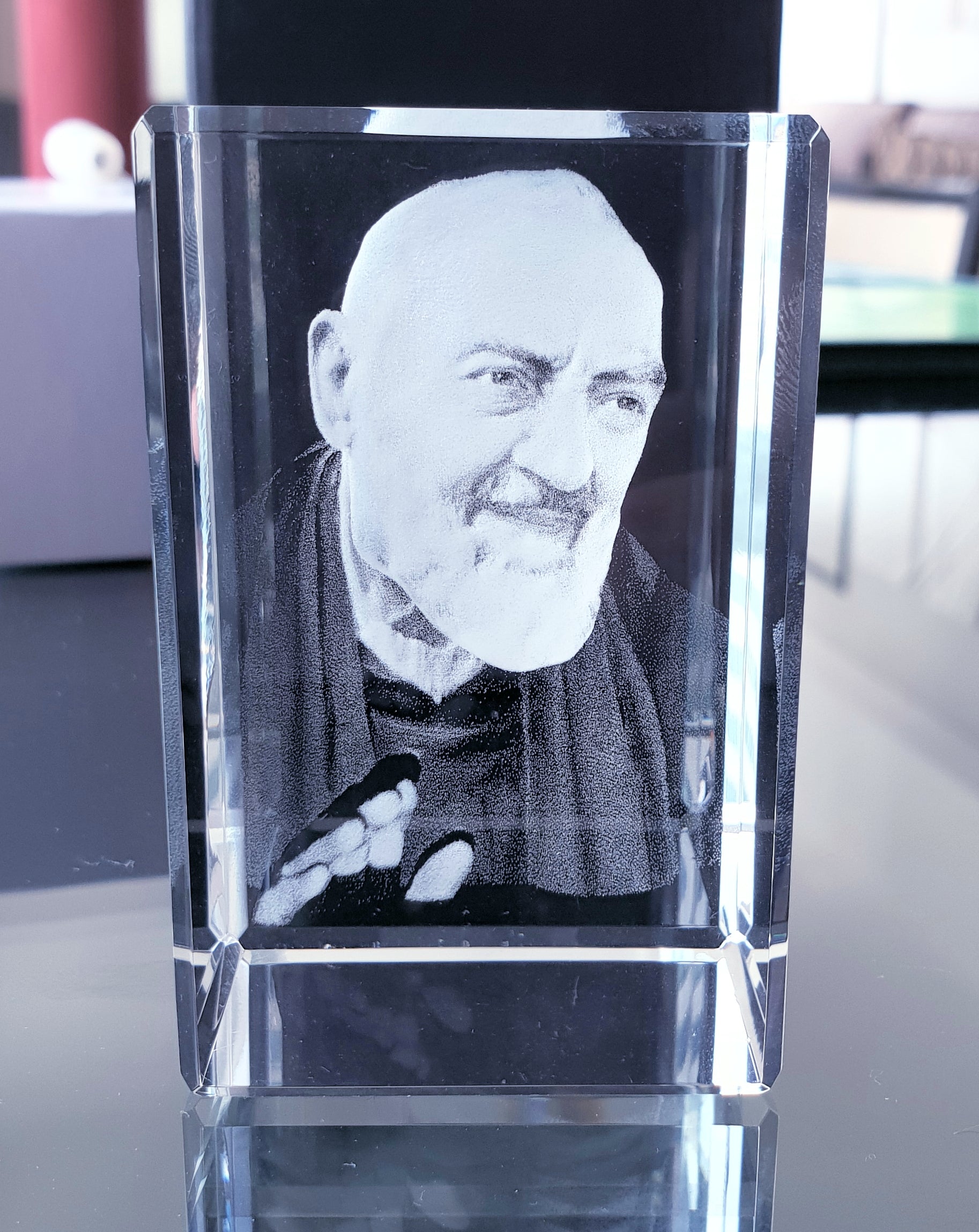 Padre Pio - Crystal Engraved