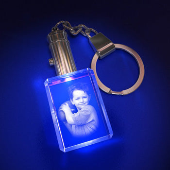 Rectangle Keychain with LED light – 3D Crystal ph